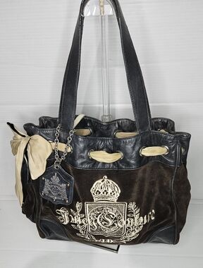 Juicy Couture Vintage Y2K Black Velvet Daydreamer Shoulder Bag Bow Detail – Rare